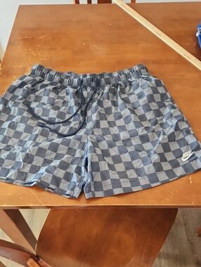 Nike Men's Club Flow Checker Logo Shorts Blue Size XL